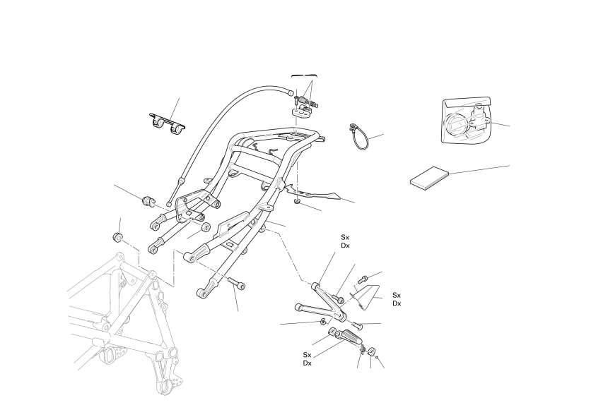 Rear subframe - rear footrests