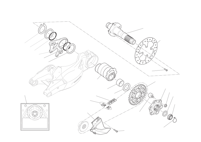 Rear wheel axle