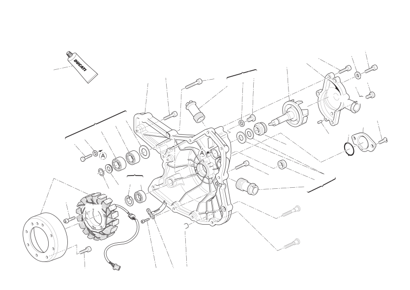 Water pump-altr-side crnkcse cover