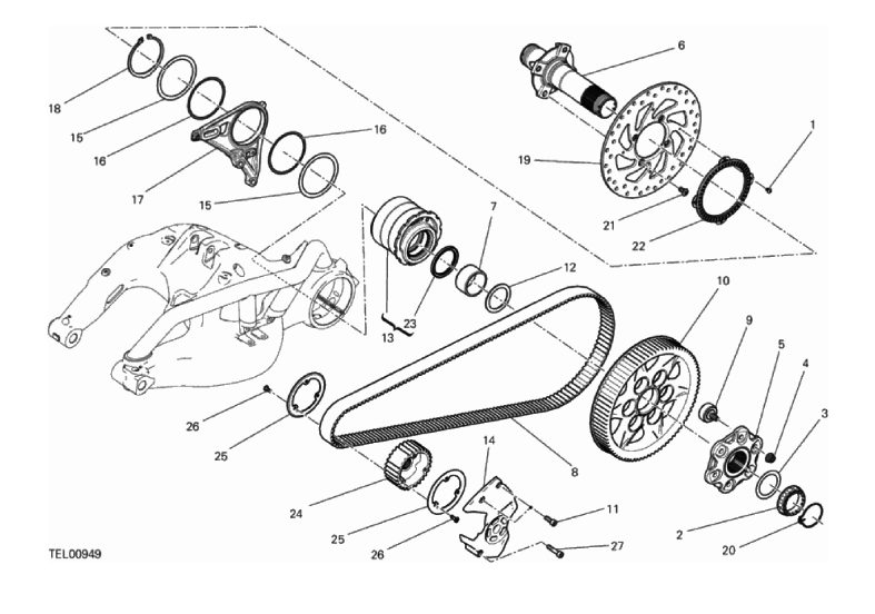 26A HUB, REAR WHEEL (23/26)