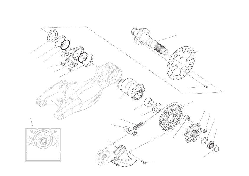 Rear wheel axle