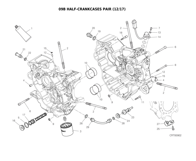 09B HALF-CRANKCASES PAIR (12/17)