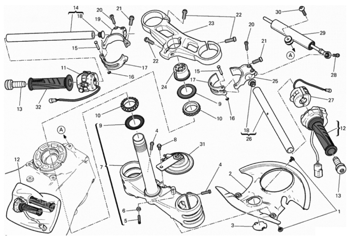 HALF-HANDLEBAR - STEERING DAMPER 