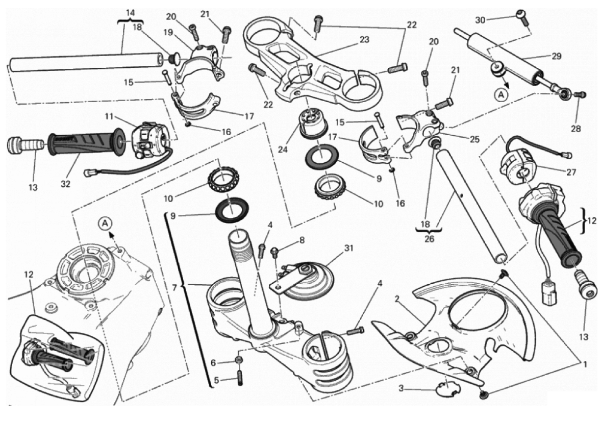 HALF-HANDLEBAR - STEERING DAMPER