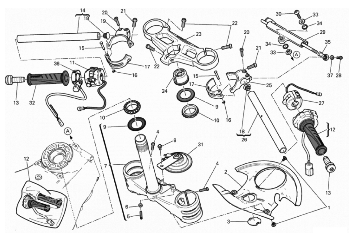 HALF-HANDLEBAR - STEERING DAMPER 